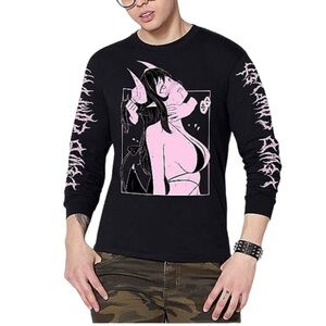 Lewd Complex Sububus V2 Long Sleeve T-Shirt Black Pink Size Large Unisex Anime